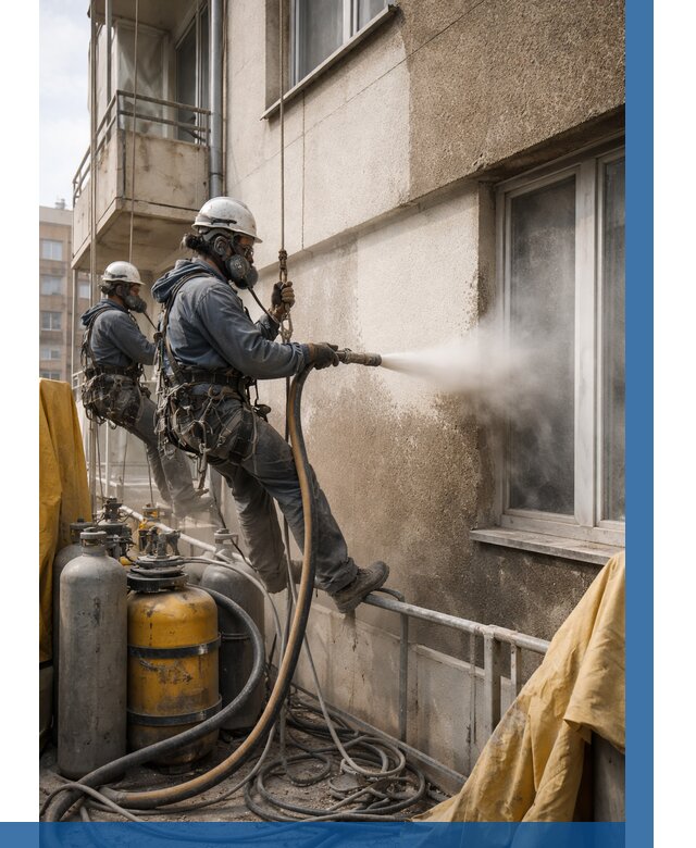 Пескоструйная очистка фасада в Канаше от 668 р. | ВЫСОТНИК-Кна