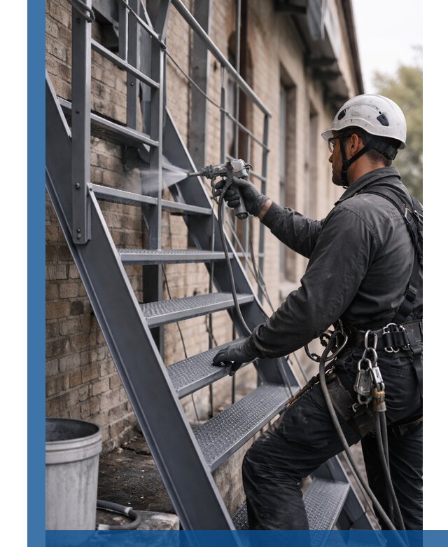 Покраска и антикоррозионная защита пожарных лестниц в Канаше