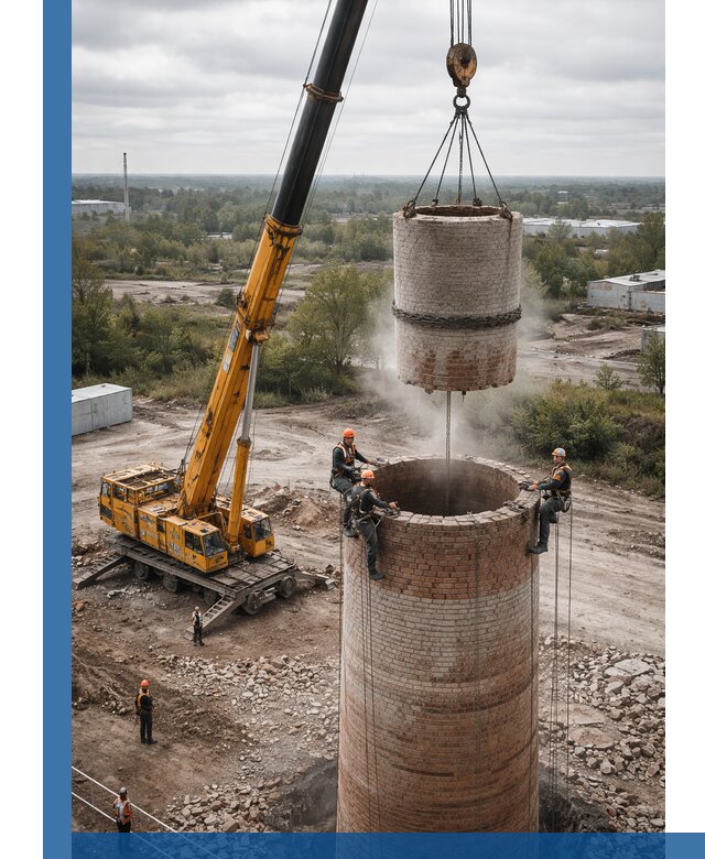 Демонтаж дымовой трубы в Канаше с гарантиями безопасности