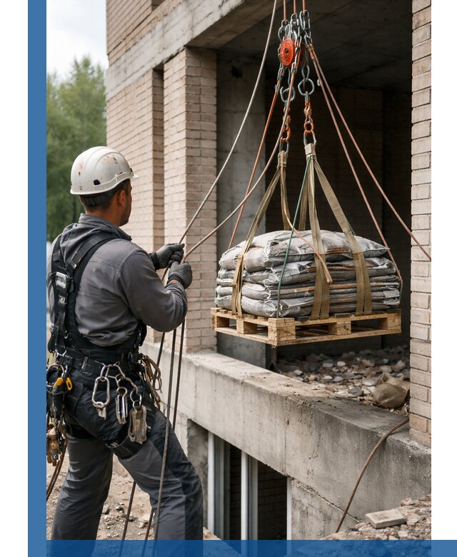 Подъем материалов на этаж веревками в Канаше оперативно