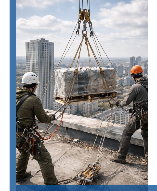 Подъем и монтаж крупногабаритных грузов на крышу в Канаше