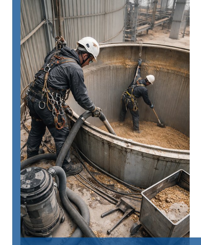 Профессиональная чистка зерновых бункеров в Канаше с выездом