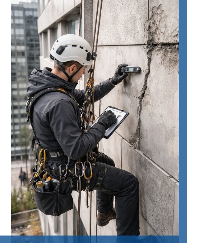 Обследование фасада альпинистами в Канаше от 123 р. | ВЫСОТНИК-Кна