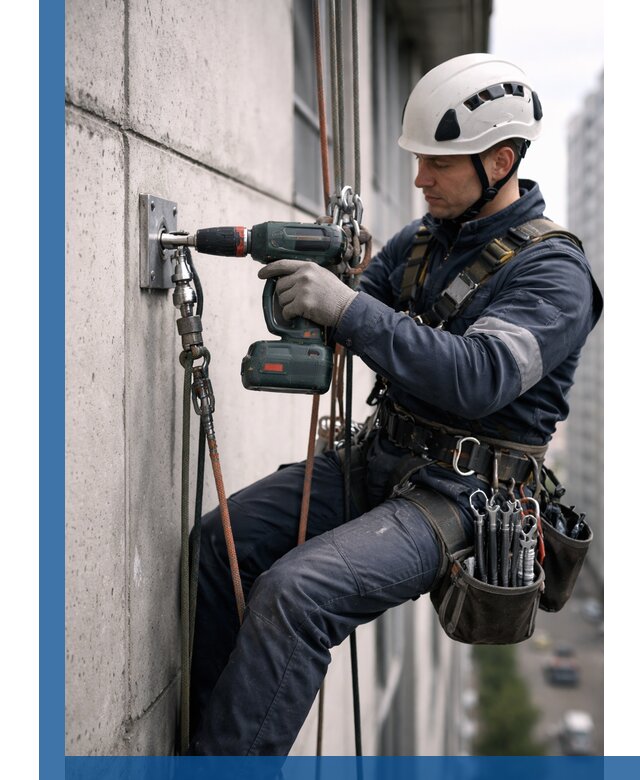 Установка анкерных точек для высотных работ в Канаше