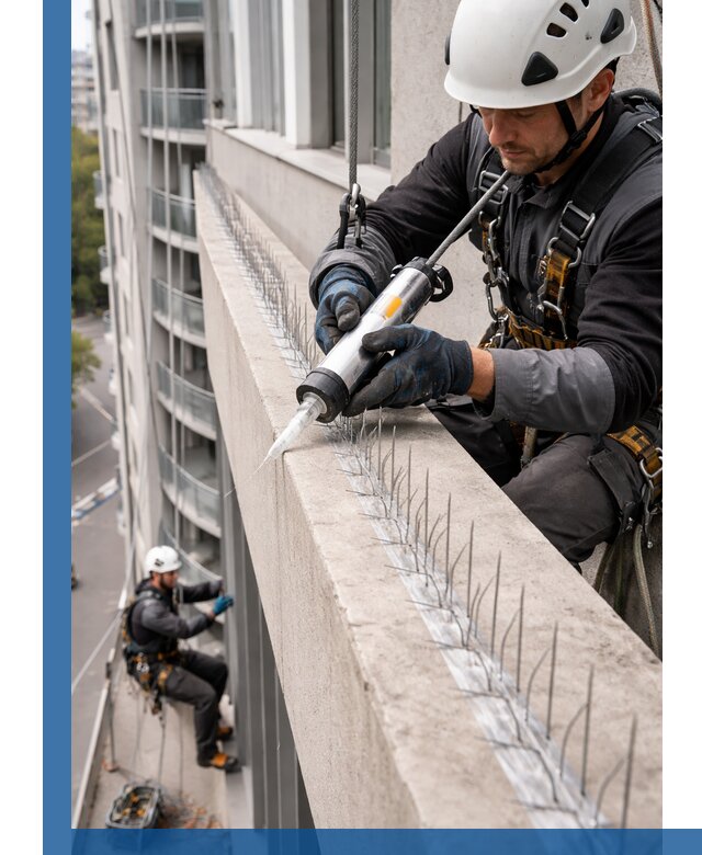 Установка шипов от птиц на фасадах и кровлях в Канаше